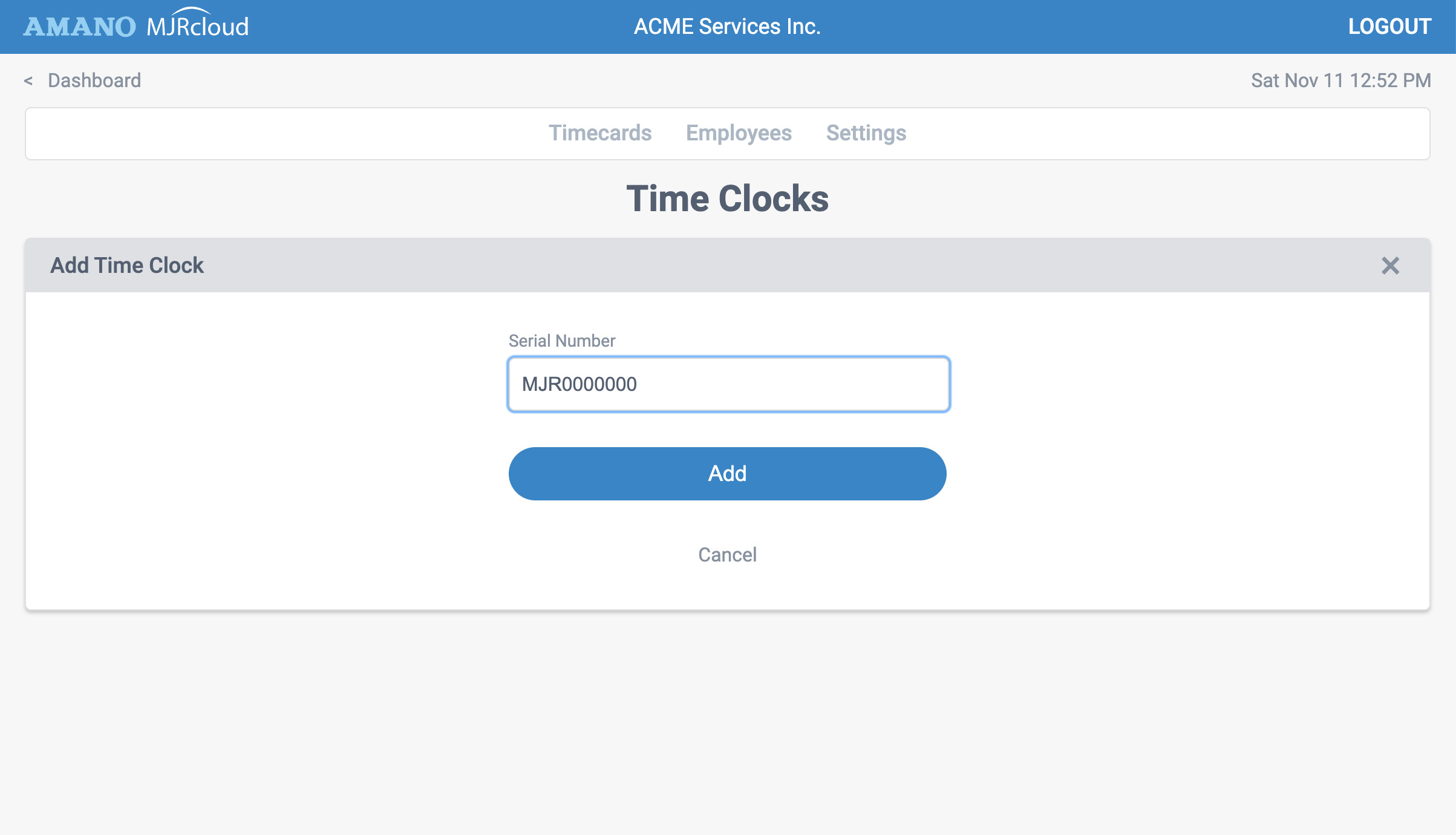 Add Time Clock